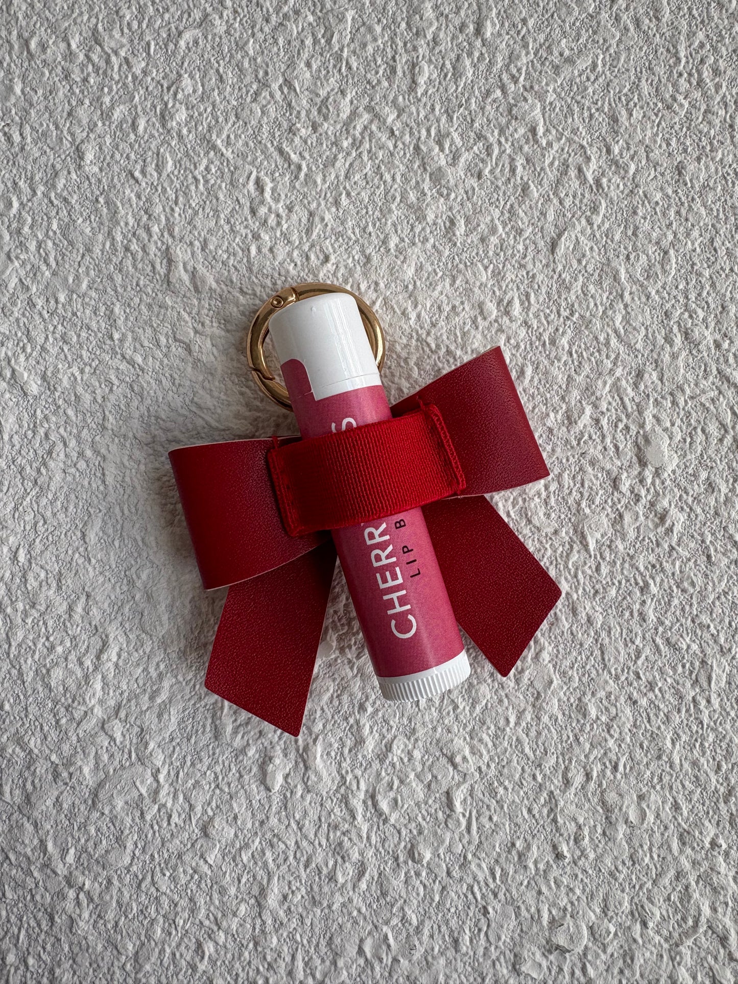 Red Bow Lip Balm Keychain Gift Set