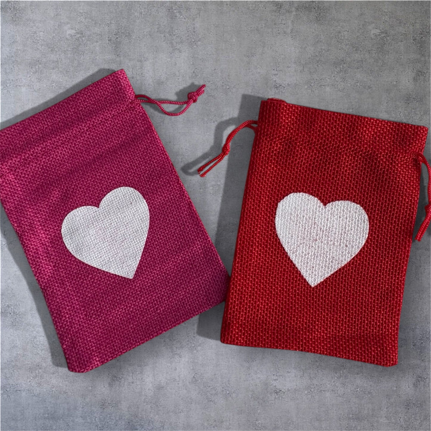 Heart Drawstring Gift Pouch (Pink or Red)