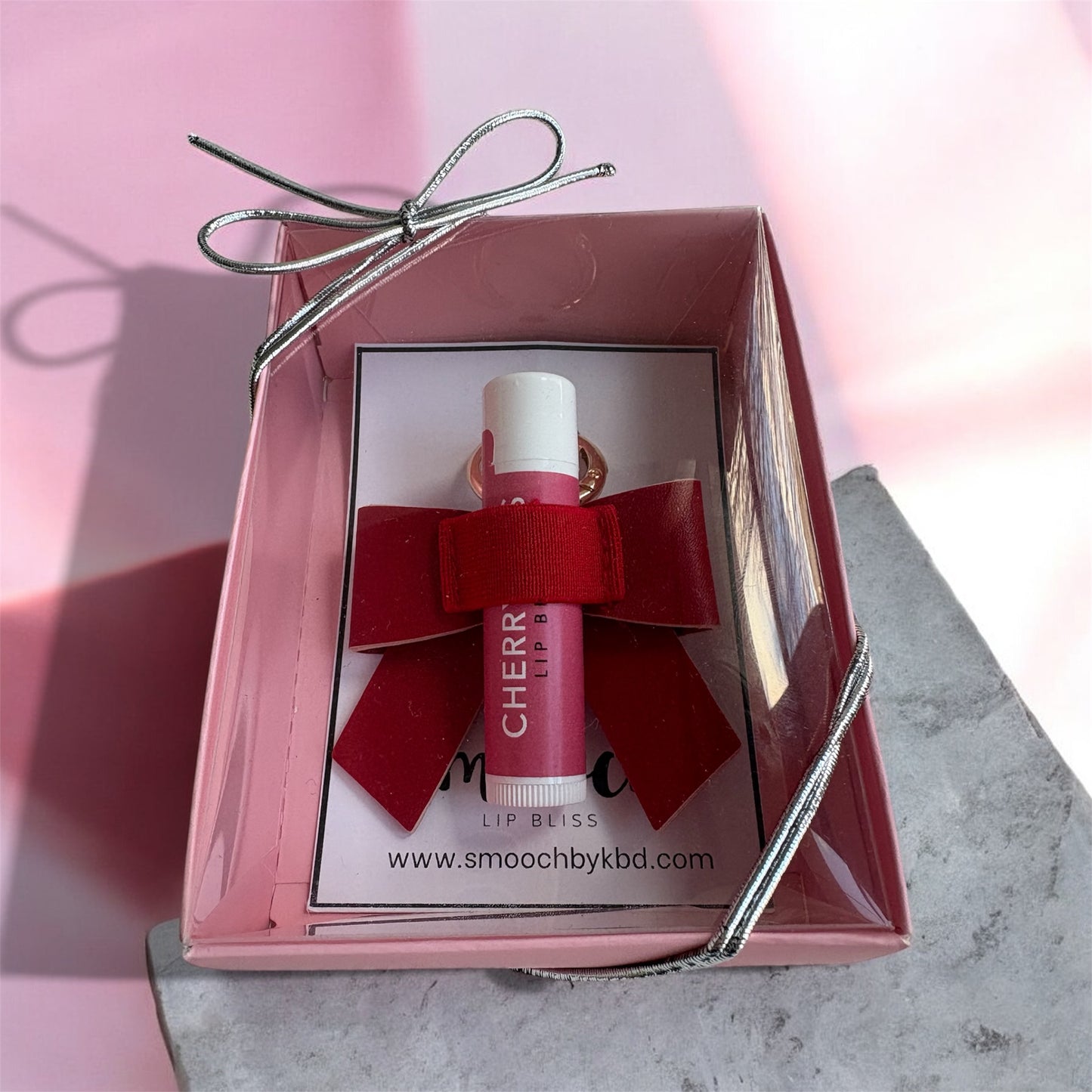 Red Bow Lip Balm Keychain Gift Set